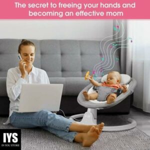 TEAYINGDE Baby Swing for Infants APP Remote Bluetooth Control 5 Speed 10 Lullabies USB Plug(Gray)
