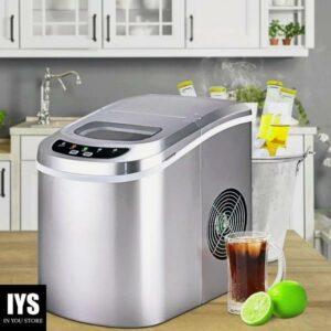 Costway Silver Portable Compact Electric Ice Maker Machine Mini Cube 26lb/Day