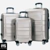 AEDILYS 3 Piece Luggage Sets, ABS Hardside Suitcase Set, TSA Lock, Gold