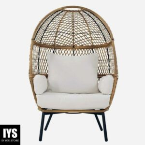 Better Homes & Gardens Ventura Boho Stationary Wicker Egg Chair - Off-White