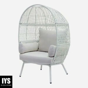 Better Homes & Gardens Ventura Boho Stationary Wicker Egg Chair - Cream