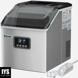 Costway Stainless Steel Ice Maker Machine Countertop 48Lbs/24H Self-Clean with LCD Display