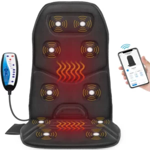 Comfier Back Massager Chair Pad Vibration Massage Seat Cushion with 3 Heat, APP control, Black