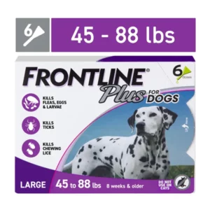 FRONTLINE® Plus for Dogs Flea and Tick Treatment, Large Dog, 45-88 lb, Purple Box, 6 CT