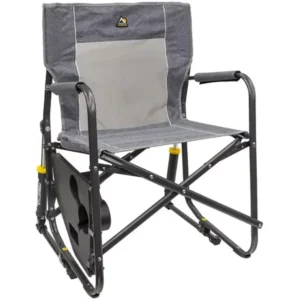 ‎GCI Outdoor Freestyle Rocker Chair with Side Table(Color: Heathered Pewter)