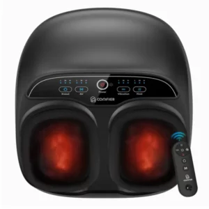 Foot Massager with Heat, Shiatsu Deep Kneading Compression Feet Massage Machine with Remote up to size 13, Black