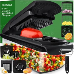 Fullstar - Vegetable Chopper - Onion Chopper, Veggie Cutter, Food Chopper- 7 Blades, Black