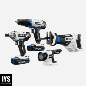 HART 20-Volt 4-Tool Battery-Powered Combo Kit, (2) 1.5Ah Lithium-Ion Battery