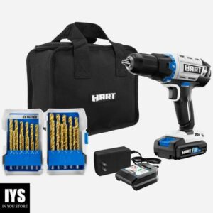 HART 20-Volt Cordless 1/2-inch Drill Kit with 29-Piece Accessory and 10-inch Storage Bag, (1) 1.5Ah Lithium-Ion Battery