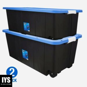 HART 50 Gallon Rolling Plastic Storage Bin Container