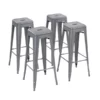 Howard 30inch Metal Stackable Barstool, Set of 4, Silver Color for Indoor