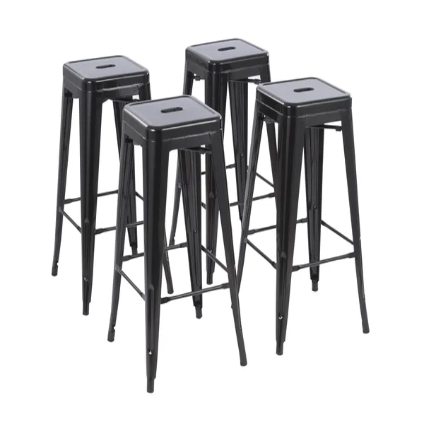 Howard 30inch Metal Stackable Barstool, Set of 4, Black