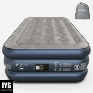 iDOO Air Mattress, Inflatable Airbed with Built-in Pump for Guest Home Camping Travel, 550lb Max, (Twin Size 18")