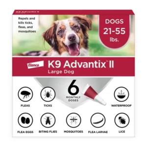 K9 Advantix II Monthly Flea & Tick Prevention for Large Dogs 21-55 lbs, 6-Monthly Treatment