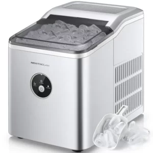 NORTHCLAN Ice Maker Countertop, 9 Bullet Ice in 5 Minutes, 28 lbs Ice in 24 Hrs, Silver