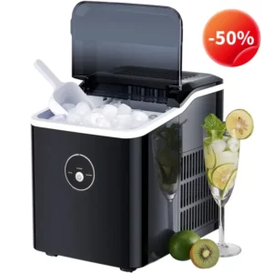 NORTHCLAN Ice Maker Countertop, 9 Bullet Ice in 5 Minutes, 28 lbs Ice in 24 Hrs, Black
