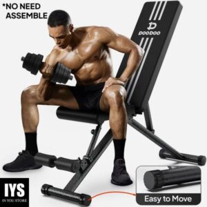 Pooboo Folding Sturdy Workout Bench Free Installation Weight Strength Training Benches 2.17" Thickness Pad