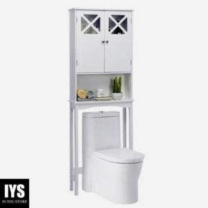 SUGIFT Bathroom Space Saver 2-Door Over The Toilet Bathroom Storage Cabinet with Adjustable Shelf，White