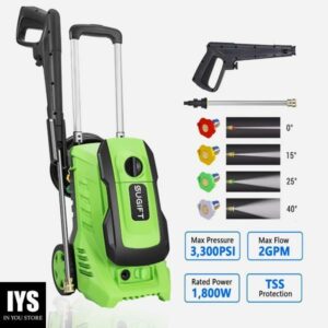 SUGIFT Electric Pressure Washer, 3300 PSI Max, 2.0 GPM Max