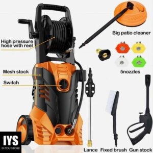 SUGIFT 3000PSI Electric Pressure Washer Cleaner 2.0 GPM 2200W with Hose Reel
