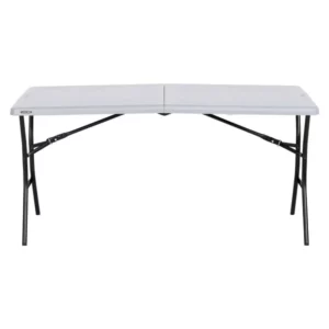 Lifetime 5 Foot Rectangle Fold-in-Half Table, Indoor/Outdoor Essential, Gray, 60.3" x 25.5" (80861)