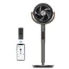 Dreo - Pedestal Fan with Remote, 120° + 105°Smart Oscillating Floor Fans with Wi-Fi/Voice Control, Works with Alexa/Google - Gray