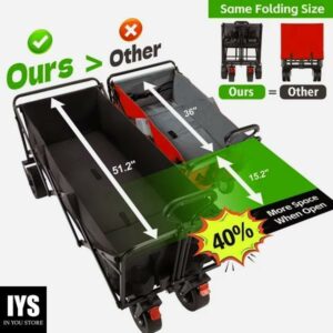 Extra Large Collapsible Garden Cart, VECUKTY Folding Wagon Utility Carts, Black