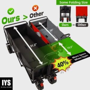 Super Large Collapsible Garden Cart, VECUKTY Folding Wagon Utility Carts, Black