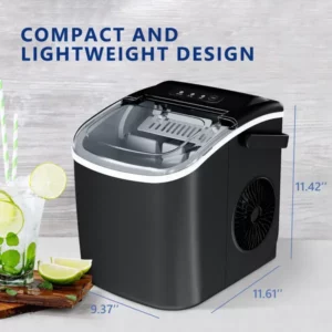 Simzlife 26 lbs/24H Countertop Ice Maker Machine, 9 Bullet-Shaped Ice in 6 Min, Auto-Cleaning