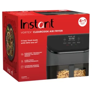 Instant Pot Vortex 5 Quart Single Basket 4-in-1 Air Fryer Oven with Clear Cook Window