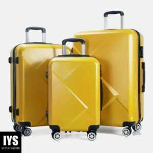 AEDILYS 3 Piece Luggage Sets, ABS Hardshell Hardside Suitcase Set, Orange
