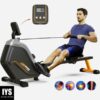 Pooboo Build-in Bluetooth Magnetic Rowing Machines Rower Foldable 16 Level Resistance Indoor Rower Machines Home Exercise 350lb