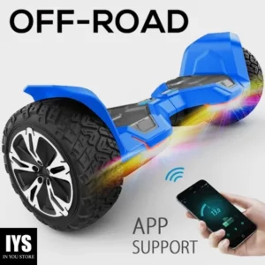 Warrior 8.5 inch 350W*2 off-Road Hoverboard - All Terrain Hoverboard with Bluetooth Speaker and LED Lights - Blue