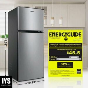 Galanz 4.6. Cu ft Two Door Mini Refrigerator with Freezer, Stainless Steel