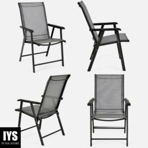 Costway Set of 4 Outdoor Patio Folding Chairs Camping Deck Garden Pool Beach W/Armrest