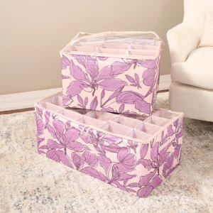 Periea Set of 2 Shoe Organizers - Blush Floral
