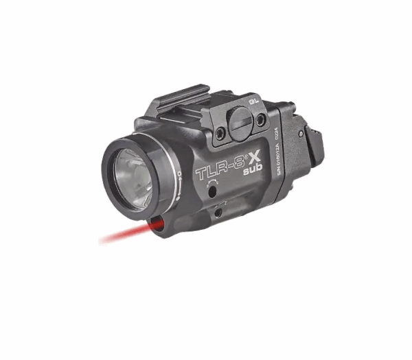 Streamlight TLR-8 Sub For 1913 LED Weapon Light w/ Red Laser, CR123A Lithium, White, 500 Lumens, Black, 69418