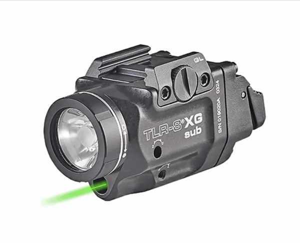Streamlight TLR-8 G Sub For Hellcat LEDWeapon Light w/ Green Laser, CR123A Lithium, White, 500 Lumens, Black, 69439