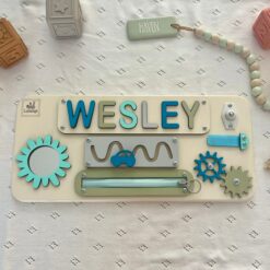 Personalized Puzzle Name Busy Board for Toddlers, Toddler Christmas Gift, Montessori Board, Wooden Sensory Board, 1st Birthday Baby Boy Gift
