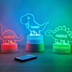 Custom dinosaur night light, Kids acrylic night light for kids bedroom decor, personalized with your name.