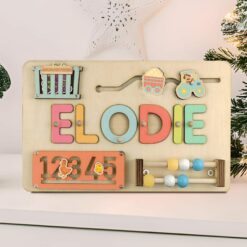 Name Puzzle Montessori Busy Board Baby Wooden Toy for Toddlers, Personalized First Birthday& Baby Shower Gift Christmas Gifts Baby Gift